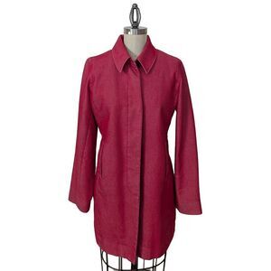 Vintage Esprit Red Denim Trench Coat Mid-Length Wmns M Single Breasted Y2K 90s